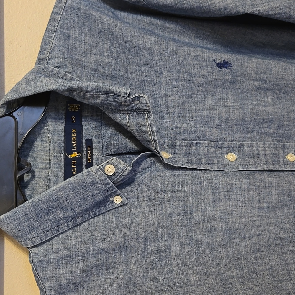 Men's Ralph Lauren Denim Blue Button-Down Shirt Sz Large - Picture 2 of 7